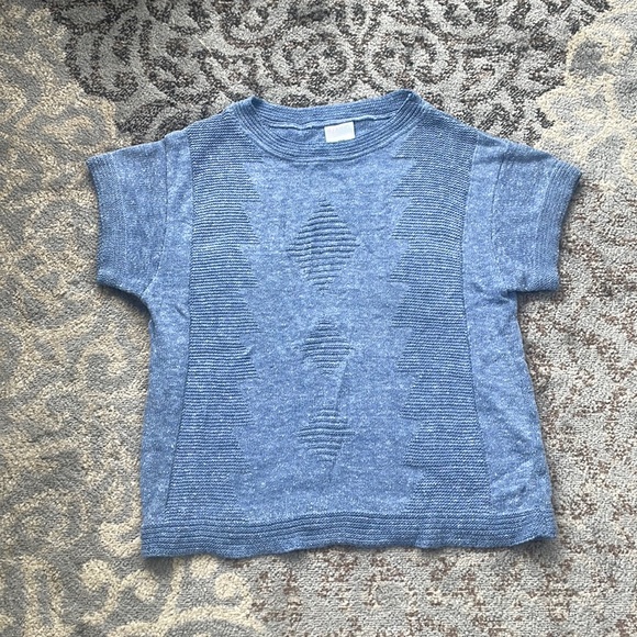Vintage Tops - Aileen Vintage Knit Cap Sleeve Sweater Blue Large